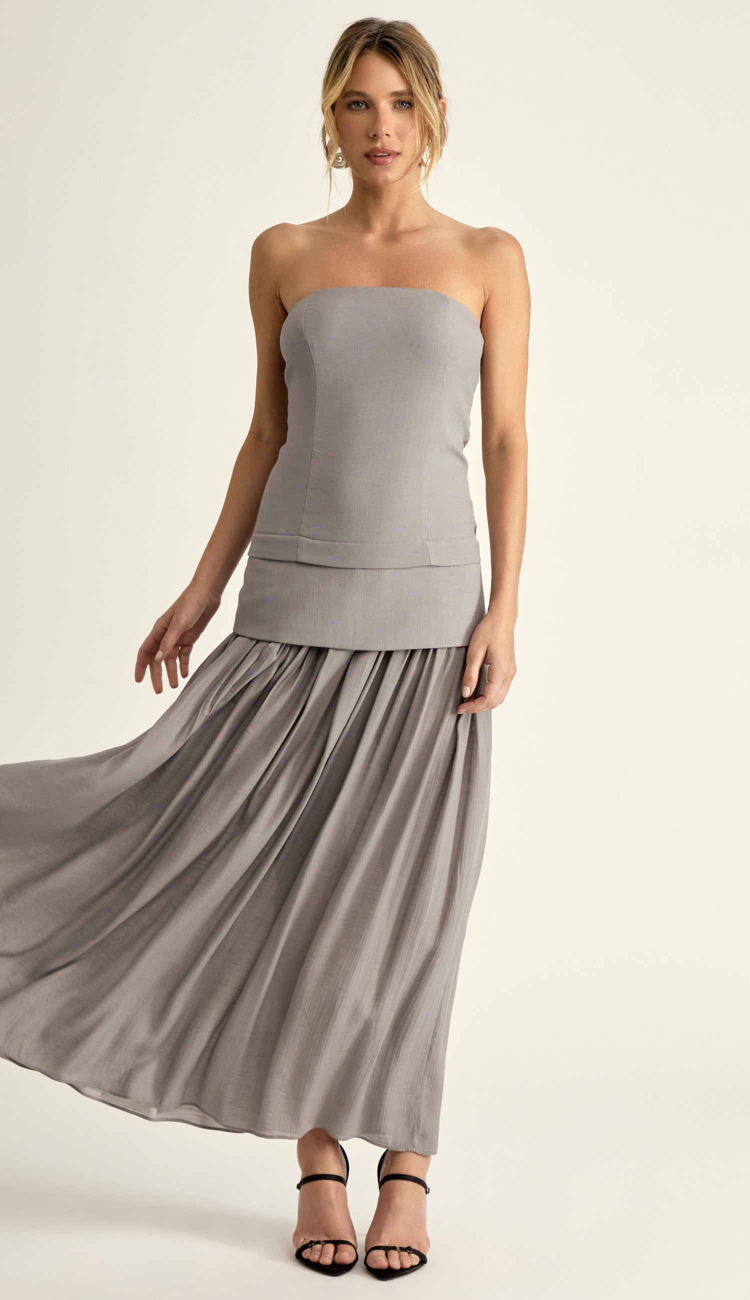 Vestido Laura Cinza