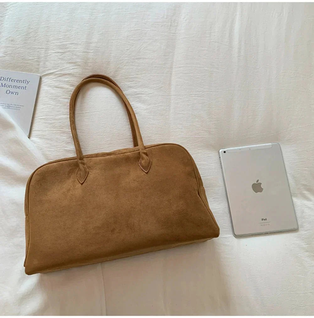 SEAME - Amalia Suede Shoulder Bag Beige Regular