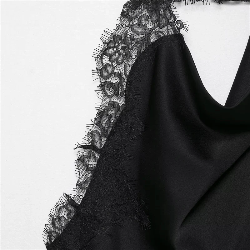 SEAME - Anne Backless Lace Top Black L