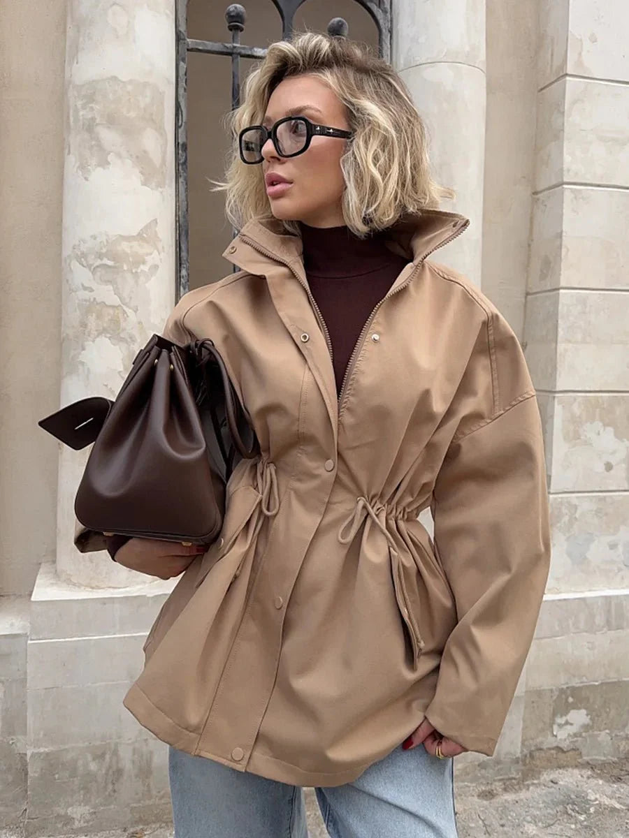 SEAME - Ava Drawstring Trench Coat Beige S