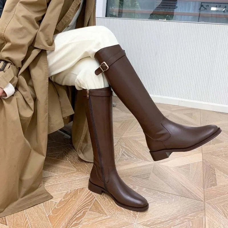 SEAME - Cora Knee High Leather Boots Brown 35