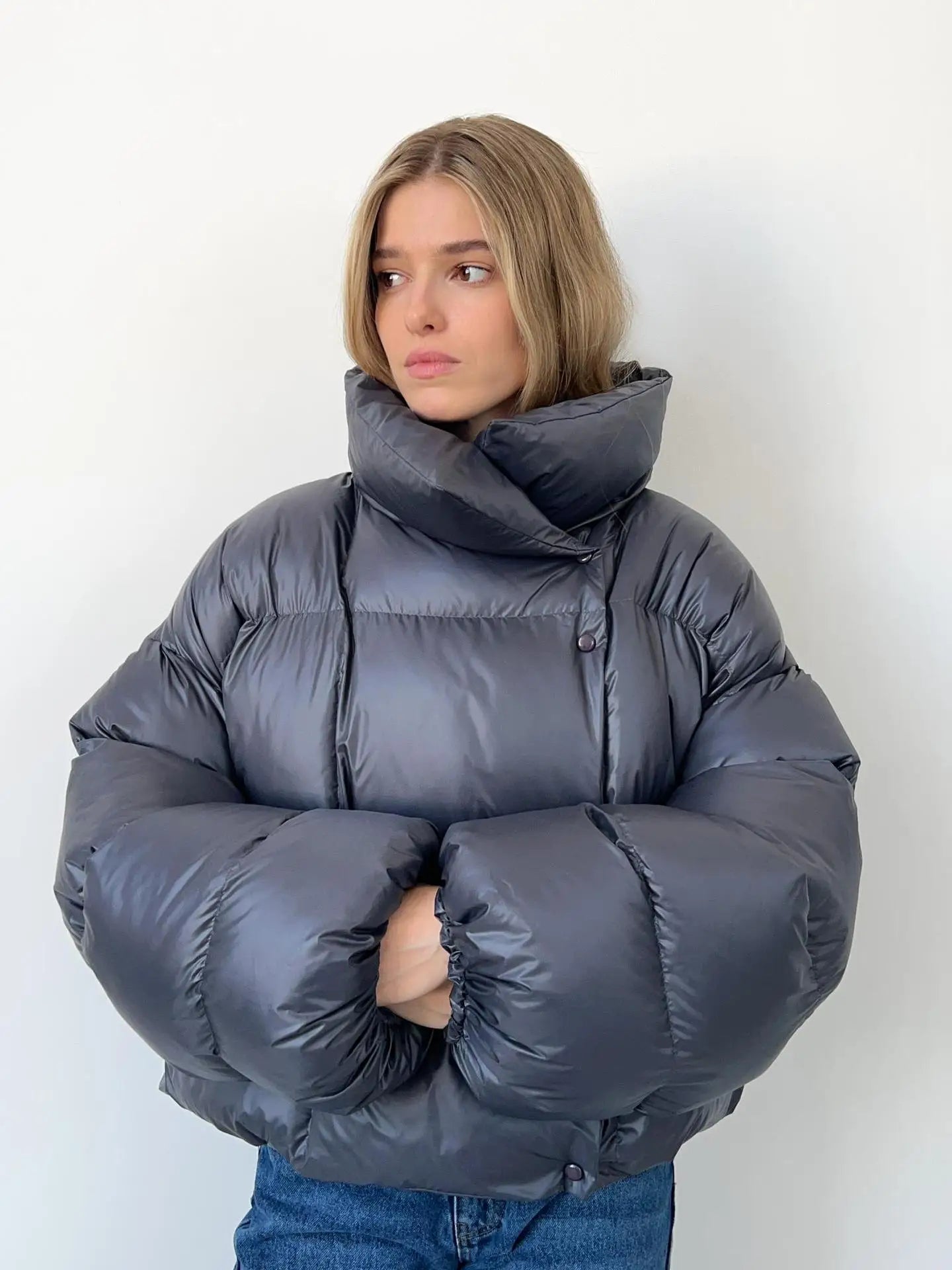 SEAME - Darcy Puffer Jacket Dark Gray S