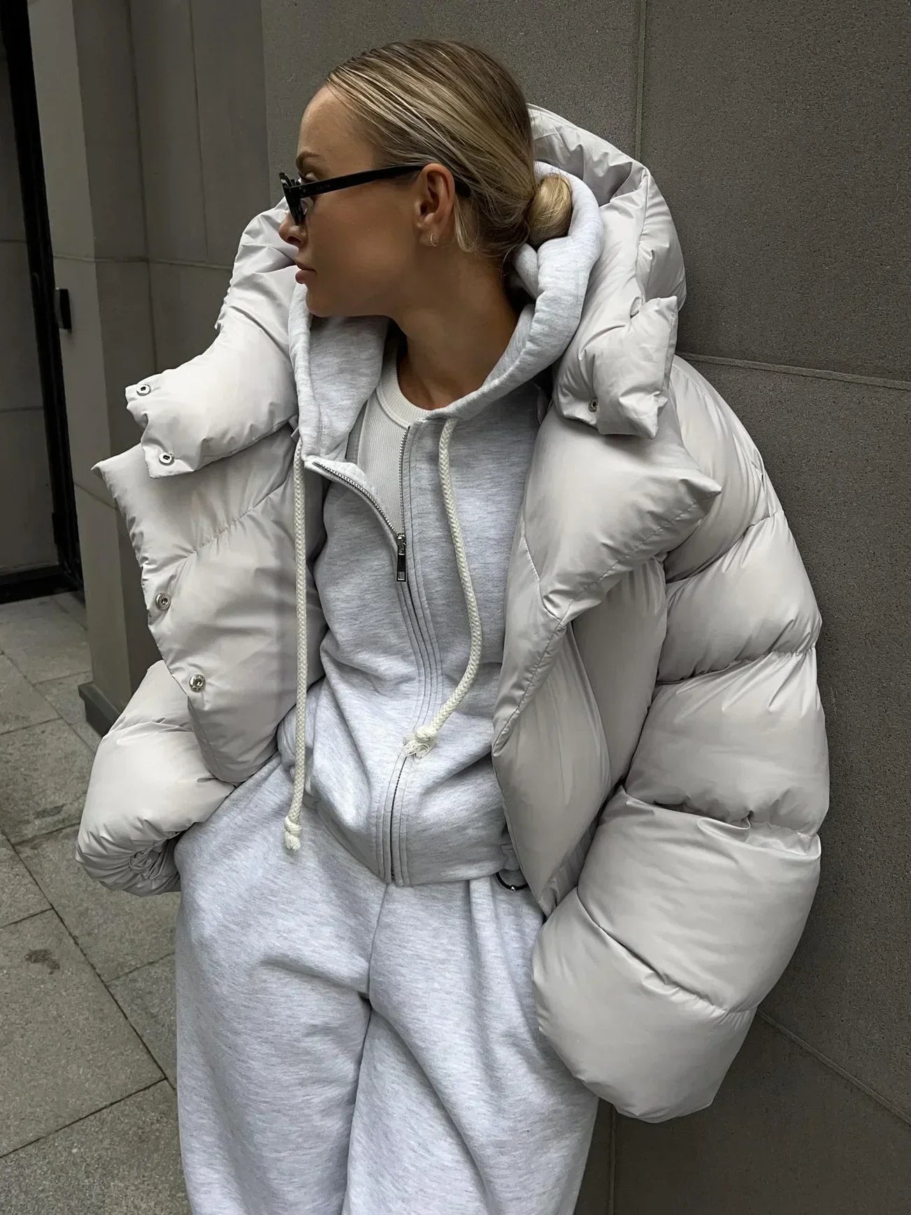 SEAME - Darcy Puffer Jacket Light Gray L