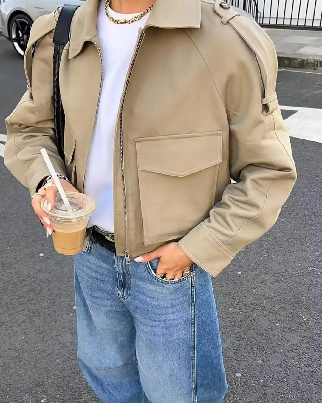SEAME - Ella Cropped Trench Jacket beige L