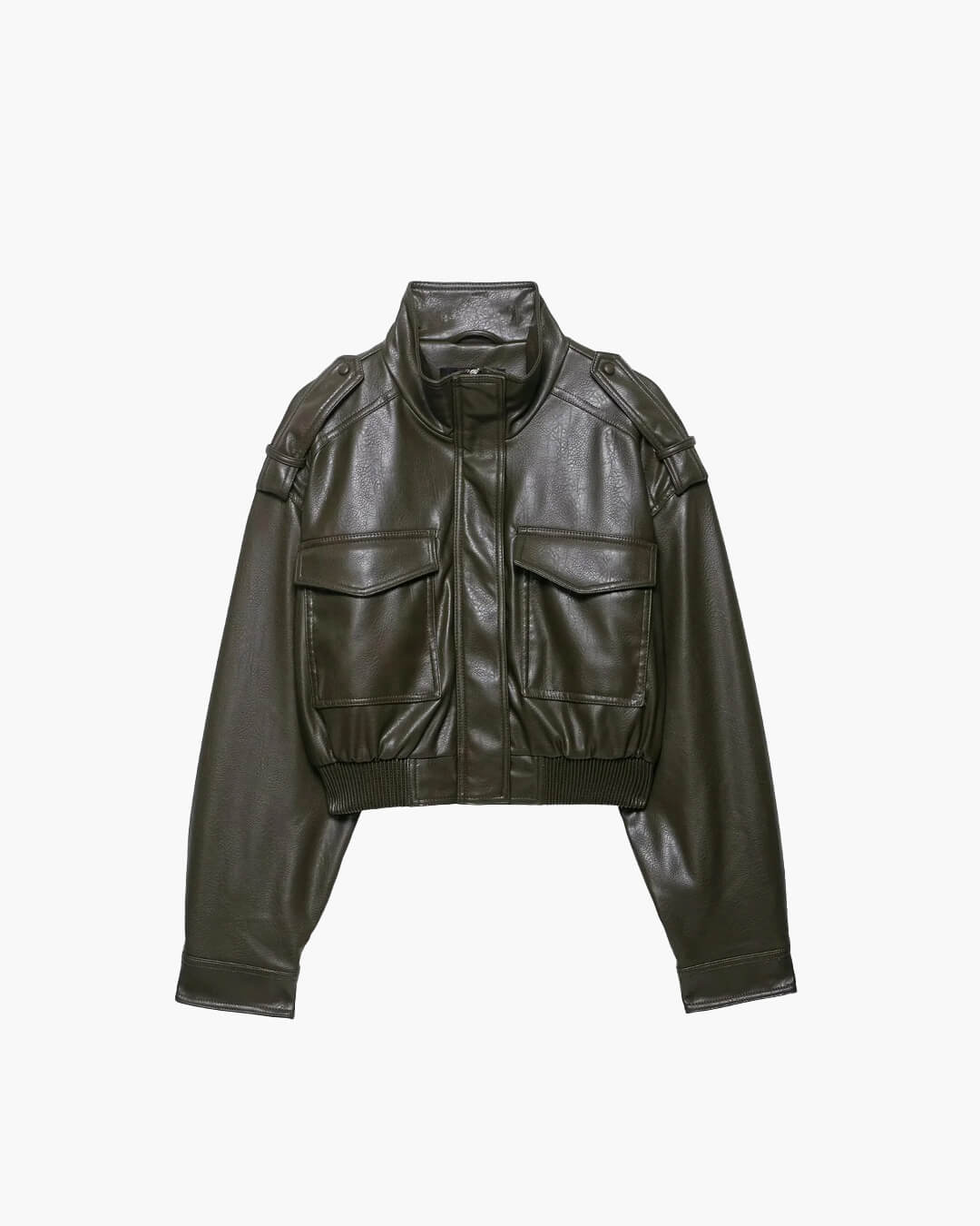 SEAME - Leila Faux Leather Jacket Green XS