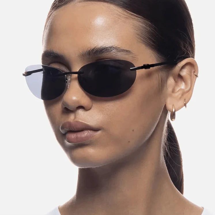 SEAME - Scarlett Oval Retro Sunglasses Black