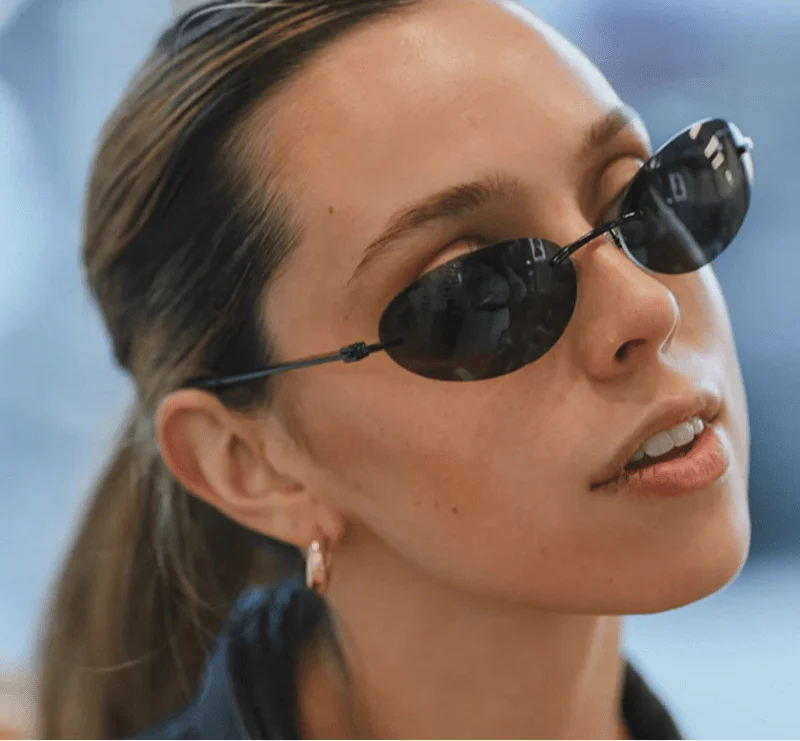 SEAME - Scarlett Oval Retro Sunglasses Black