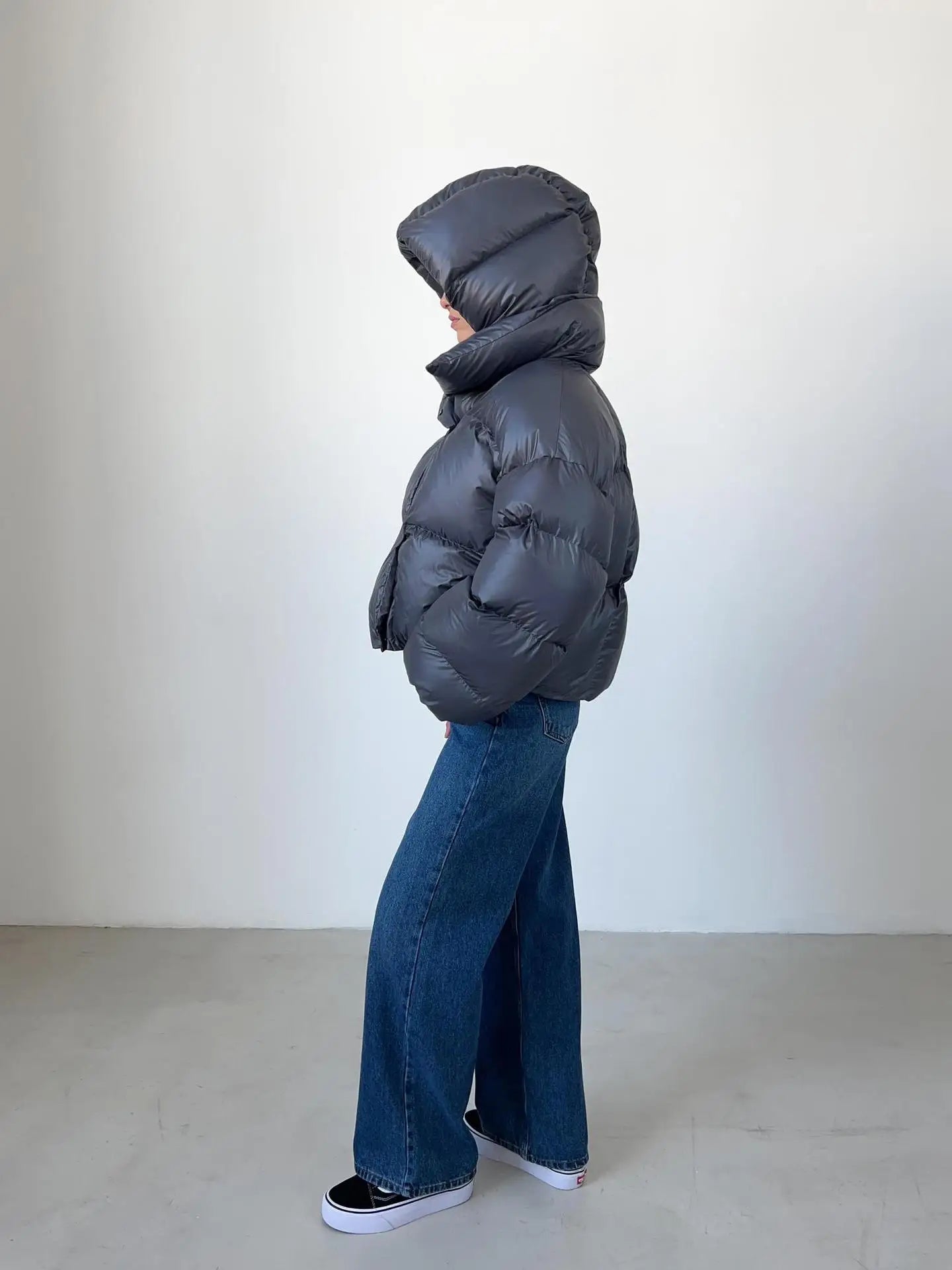SEAME - Darcy Puffer Jacket Dark Gray M