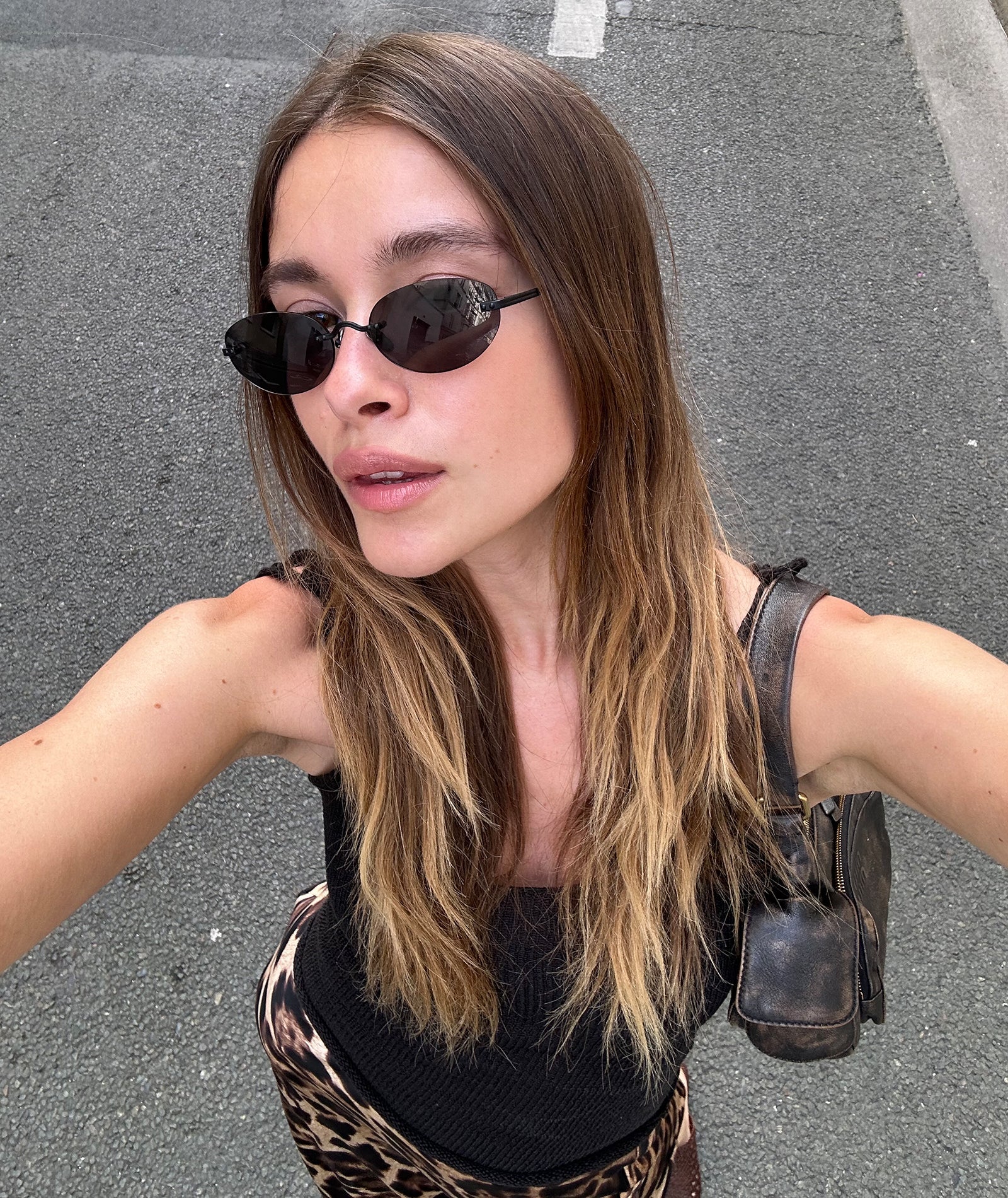 SEAME - Patrice Frameless Retro Sunglasses Black