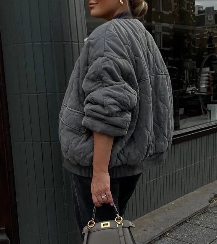 SEAME - Selma Padded Bomber Jacket Gray L